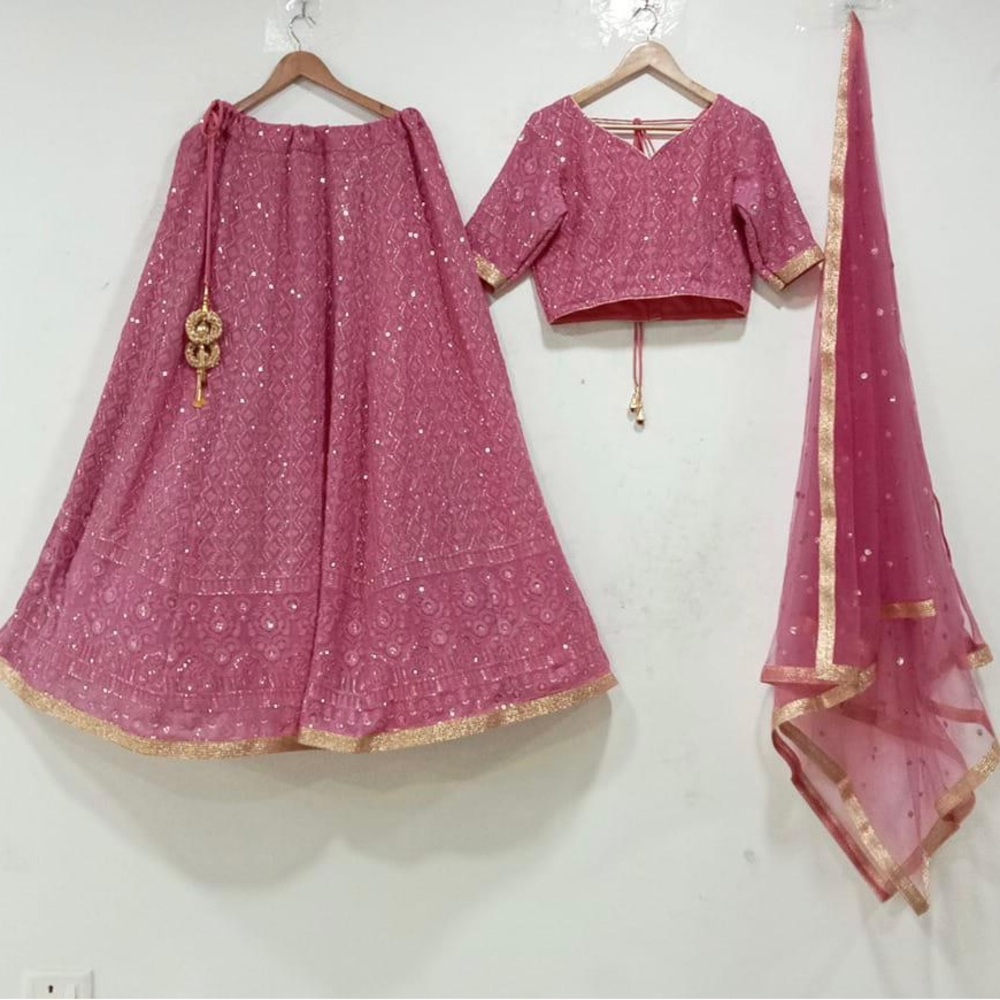 Handcrafted pure Georgette lehenga